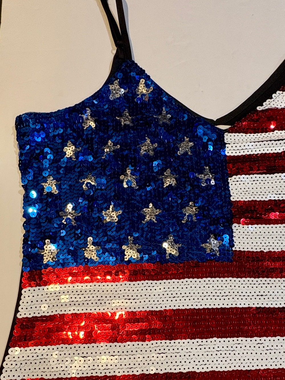 Sequin American Flag Camisole Top - Red, White & Blue - Picture 2 of 7